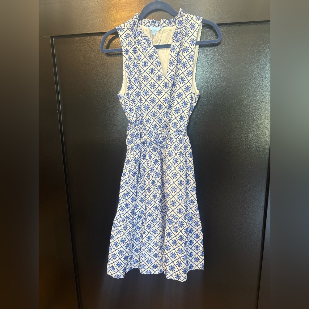 Draper James Blue and White Printed Midi Dress